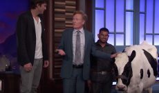 Ashton Kutcher tells Conan Netflix won’t let him do cow sweeps
